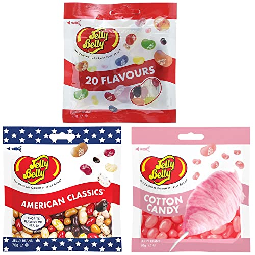 Jelly Belly Top 3er Mix - 20 Flavours Mix mit den beliebtesten Sorten, American Classics und Cotton Candy - Jelly Beans (3 x 70g) von Jelly Belly