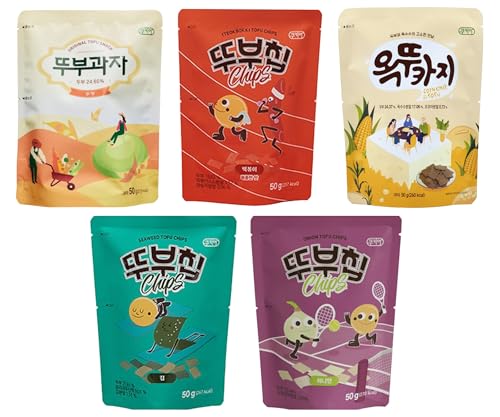 Cookia Tofu-Snack | 50g x 5er | Premium knuspriger gesunder Tofu-Snack | Tofu aus Non-GMO Soja | Gebacken, nicht frittiert | Geeignet für alle Altersgruppen (5er, Probe-Set) von JeollaNamdo THE KITCHEN OF KOREA
