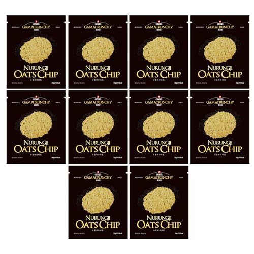 GAMACRUNCHY Nurungji Oats Chips 30g x 10er | Mit 82 % Naturreis & nur 1 g Fett/Zucker | Dünn & knusprig gebacken | Kalorienarm, ballaststoffreich & ideal als Snack oder Mahlzeit von JeollaNamdo THE KITCHEN OF KOREA