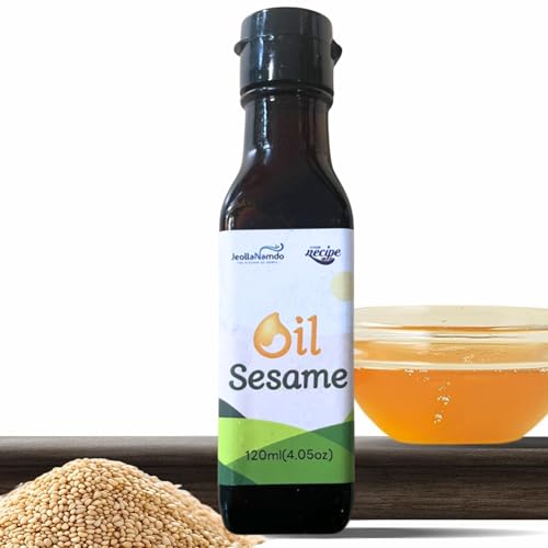 NECIPE Premium Sesamöl 120ml | Koreanisches Kaltgepresstes Öl für Kartoffelsalat, Pfannengerichte, Grillmarinaden und Dips | Nussig, Vielseitig, Natürlich Ohne Zusatzstoffe (Sesamöl) von JeollaNamdo THE KITCHEN OF KOREA