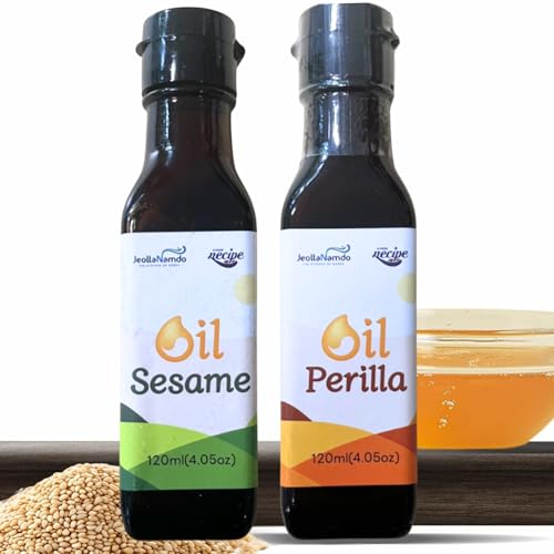 NECIPE Premium Sesamöl 120ml | Koreanisches Kaltgepresstes Öl für Kartoffelsalat, Pfannengerichte, Grillmarinaden und Dips | Nussig, Vielseitig, Natürlich Ohne Zusatzstoffe (Sesamöl und Perillaöl Set) NECIPE Premium Sesamöl 120ml | Koreanisches Kaltgepresstes Öl für Kartoffelsalat, Pfannengerichte, Grillmarinaden und Dips | Nussig, Vielseitig, Natürlich Ohne Zusatzstoffe (Sesamöl und Perillaöl Set) von JeollaNamdo THE KITCHEN OF KOREA