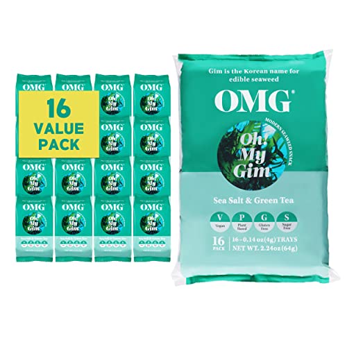 Oh! My Gim Seaweed Snack, Meersalz & Grüntee, Vegan Gesunde Seetang Snacks, Südkorea Premium Getrocknete Algen Chip, Trockenes Gemüse Seealgen Chips, Koreanische Lebensmittel (Matcha&Meersalz) von JeollaNamdo THE KITCHEN OF KOREA