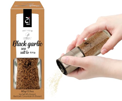 Premium Mineral Meersalz „Lo“ – Mühle 60g | Höchste Reinheit und Qualität | Natriumreduziert & Mineralreich | Elegantes Design | Ideal als Geschenk (Knoblauch) von JeollaNamdo THE KITCHEN OF KOREA