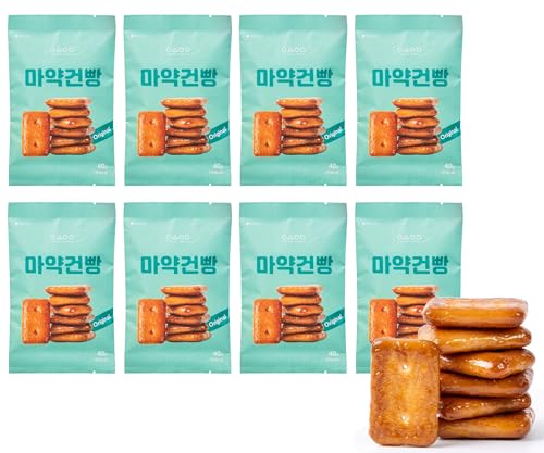 YEOSUYUMMY Barley Crackers 8er | Original, Ahorn, Karamell, Kaffee, Probe Set | Knusprig & Leicht | Ideal für Zwischenmahlzeiten und Geschenke | Ideal für Teepausen (8er, Original) von JeollaNamdo THE KITCHEN OF KOREA