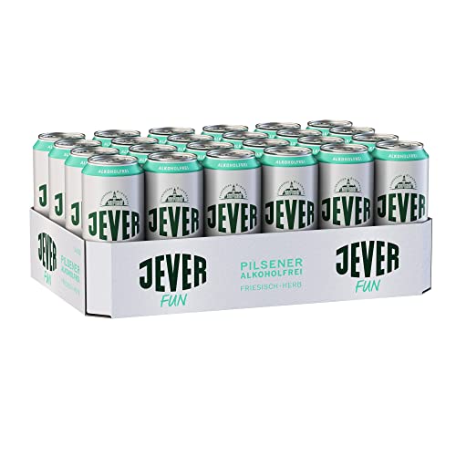 Jever Fun Alkoholfreies Bier 24x0,50 Liter Dosen EINWEG. Ohne Zucker, voller Geschmack. 12 Liter Gesamt von Jever