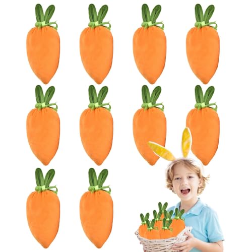 10 Stück Ostern Geschenktüten Set, Osters Samt Karottenbeutel, Osterhasen Karottentüten, Osters Geschenktüten Mit Kordelzug, Süßigkeiten Geschenken Partyzubehör Samt Säckchen, Ostern Deko 10 Stück Ostern Geschenktüten Set, Osters Samt Karottenbeutel, Osterhasen Karottentüten, Osters Geschenktüten Mit Kordelzug, Süßigkeiten Geschenken Partyzubehör Samt Säckchen, Ostern Deko von Jiimhte