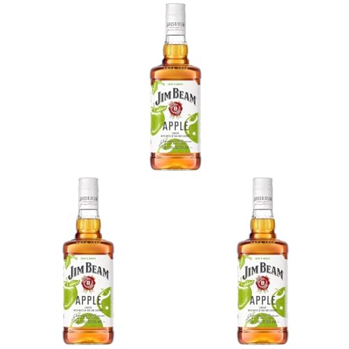 Jim Beam Apple | Kentucky Straight Bourbon Whiskey vermählt mit fruchtigen Apfelgeschmack | 32.5% Vol. | 700ml (Packung mit 3) von Jim Beam