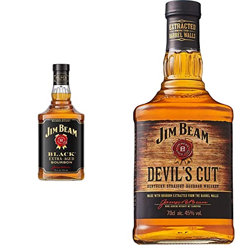 Jim Beam Black Extra-Aged Kentucky Straight Bourbon Whiskey, 43% Vol, 1 x 0,7l & Devil's Cut Kentucky Straight Bourbon Whiskey,45% Vol, 1 x 0,7l von Jim Beam