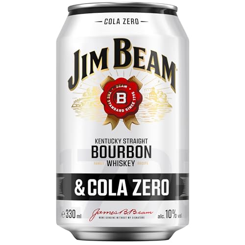 Jim Beam Bourbon & Cola Zero Dose | Kentucky Straight Bourbon Whiskey mit Cola Zero | eine perfekte Mischung | 10% Vol | Einweg, 12 x 330ml von Jim Beam