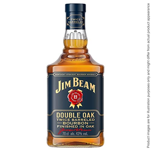Jim Beam Double Oak | Twice Barreled Bourbon Whiskey | zweifach gereift in ausgeflammten Weißeichenfässern | 43% Vol. | 700ml von Jim Beam
