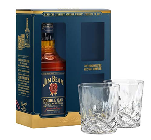 Jim Beam Double Oak Whiskey Exclusive crystal tumbler gift set 70cl von Jim Beam