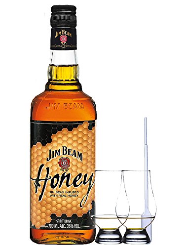 Jim Beam Honey 0,7 Liter + 2 Glencairn Gläser + Einwegpipette 1 Stück von Jim Beam