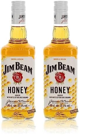 Jim Beam Honey | Bourbon Whiskey mit Honig-Likör | intensiver und süßer Geschmack | 32.5% Vol. | 700ml (Die Verpackung kann variieren) (Packung mit 2) von Jim Beam