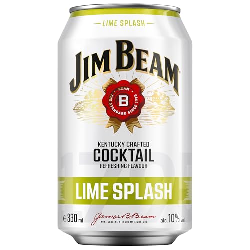 Jim Beam Bourbon & Lime Splash Dose | Kentucky Straight Bourbon Whiskey mit Limettenlimonade | eine perfekte Mischung | 10% Vol | Einweg, 12 x 330ml von Jim Beam