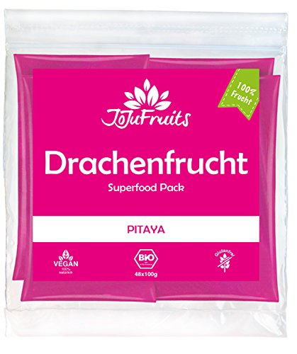 JoJu Fruits - Bio Drachenfrucht Püree - 48 Smoothie Packs - Superfood aus Pitaya von JoJu Fruits