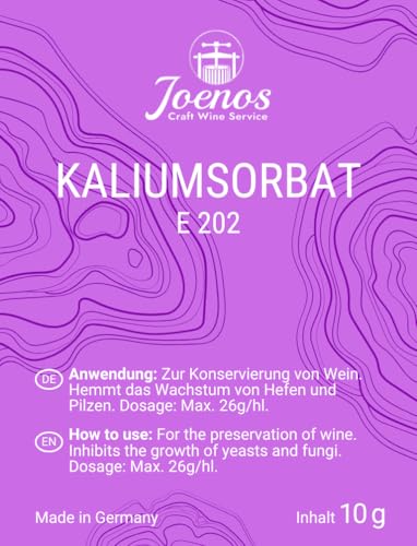 Kaliumsorbat E202, Weinkonservierung, 10g, Schutz vor Hefevermehrung, Exclusiv Handel, Made in Germany Kaliumsorbat E202, Weinkonservierung, 10g, Schutz vor Hefevermehrung, Exclusiv Handel, Made in Germany von Joenos