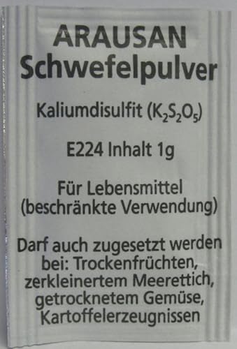 Schwefelpulver, Kaliumdisulfit E224, 1g, für Lebensmittel, Trockenfrüchte und Gemüse Schwefelpulver, Kaliumdisulfit E224, 1g, für Lebensmittel, Trockenfrüchte und Gemüse von Joenos