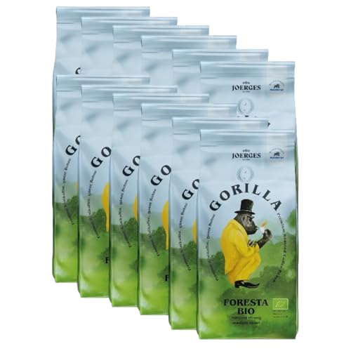 Joerges Gorilla Foresta Kaffee 12x 1000g ganze Kaffeebohnen Qualitäts-Kaffee Arabica Blend | Siebträger Vollautomat Großverpackung Joerges Gorilla Foresta Kaffee 12x 1000g ganze Kaffeebohnen Qualitäts-Kaffee Arabica Blend | Siebträger Vollautomat Großverpackung von Joerges