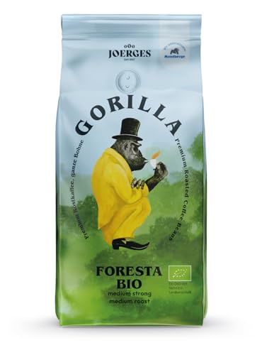 Joerges Gorilla Foresta Kaffee 1x 1000g geröstete ganze Bohnen | Qualitäts-Kaffee Arabica Blend Ganze Bohne | Siebträger Vollautomat | Espresso-Kaffee von Joerges