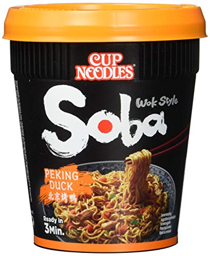 Nissin Cup Noodles Soba Cup – Peking Duck, 1er Pack, Wok Style Instant-Nudeln japanischer Art, mit Würzsauce, Ente & Gemüse, schnell im Becher zubereitet, asiatisches Essen (87 g) von Nissin