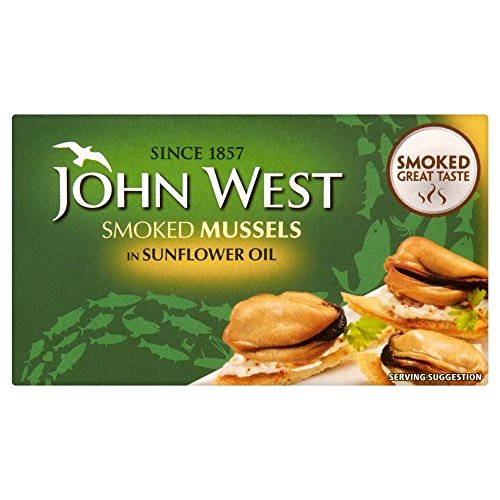 John West Geräucherte Miesmuscheln in Sonnenblumenöl (85 g) - Packung mit 2 von John West