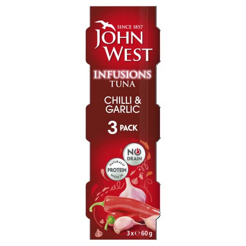John West Infusions Thunfisch, Chili & Knoblauch, 3 x 60 g, Einzelportion Multipack, natürliches Protein John West Infusions Thunfisch, Chili & Knoblauch, 3 x 60 g, Einzelportion Multipack, natürliches Protein von John West