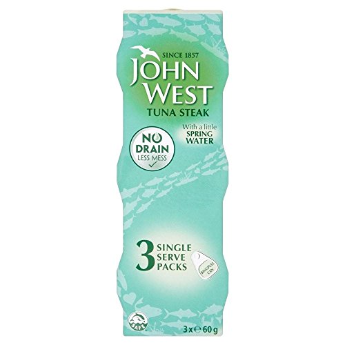 John West Kein Ablaufthunfischsteak in Spring Water (3x60g) - Packung mit 6 von John West