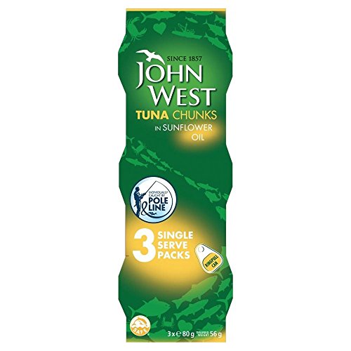 John West Pole & Thunfisch Chunks in Sonnenblumenöl (3x80g) - Packung mit 6 von John West