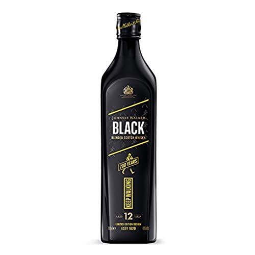 Johnnie Walker Black Label 12 Year Old Blended Scotch Whisky, 12 Jahre gereift, 70 cl, limitierte Auflage im Geschenkkarton von Johnnie Walker