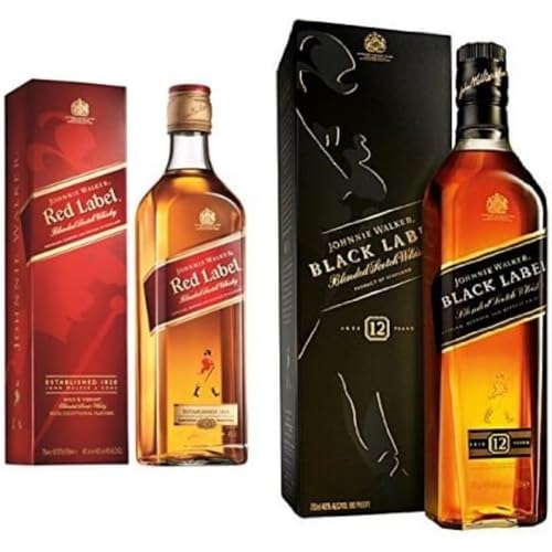 Johnnie Walker Black Label | Blended Scotch Whisky | Ausgezeichneter, aromatischer Bestseller | 40% vol | 700ml & Red Label | Blended Scotch Whisky | 40% vol | 700ml von Johnnie Walker