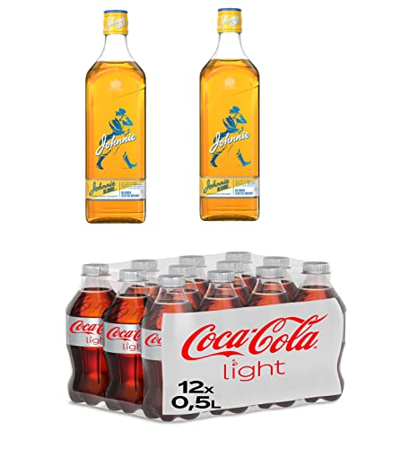 Johnnie Walker Blonde Blended Scotch Whisky, (2 x 70 cl) + Coca-Cola Light/Erfrischendes Softgetränk in praktischen Flaschen - Coca-Cola Geschmack ohne Kalorien / 12 x 500 ml Einweg Flasche von Coca-Cola