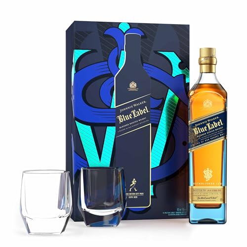 Johnnie Walker Blue Label | Blended Scotch Whisky | In Edler Box Mit Zwei Gratis Gläsern | Handverlesen Aus Schottland | 40% Vol | 700ml Einzelflasche | von Johnnie Walker