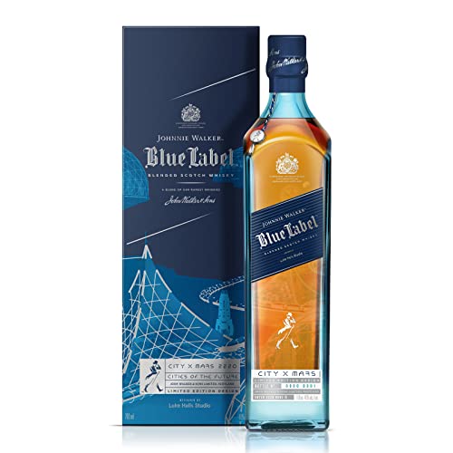 Johnnie Walker Blue Label - Cities Of The Future| Blended Scotch Whisky | Limitiertes Illustrations-Design Mars 2220 | Preisgekrönte Rarität| Handgefertigt In Schottland | 40% Vol | 700ml Flasche | von Johnnie Walker Blue Label