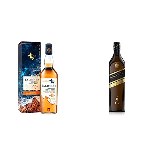Johnnie Walker Double Black Label, Blended Scotch Whisky, 40% vol, 700ml Einzelflasche & Talisker 10 Jahre, mit Geschenkverpackung, Preisgekrönter, 45.8% vol, 700ml Einzelflasche von Johnnie Walker