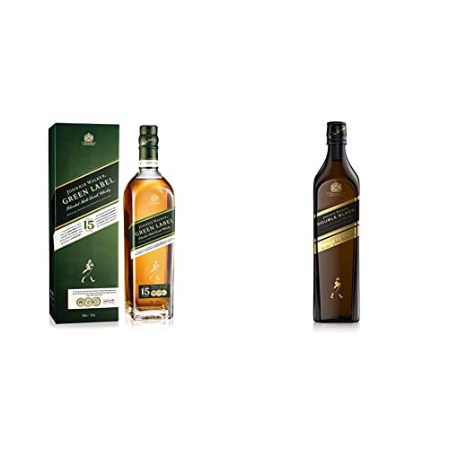 Johnnie Walker Green Label, Blended Scotch Whisky, 43% vol, 700ml Einzelflasche & Double Black Label, Blended Scotch Whisky, Schottischer Genuß, 40% vol, 700ml Einzelflasche von Johnnie Walker