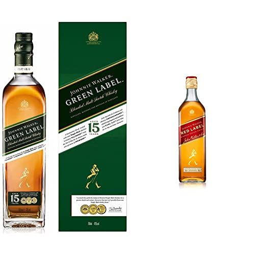 Johnnie Walker Green Label | Blended Scotch Whisky | in edler Geschenkverpackung | handgefertigt aus den vier Ecken Schottlands | 43% vol | 700ml & Red Label | Blended Scotch Whisky | 40% vol | 700ml von Johnnie Walker