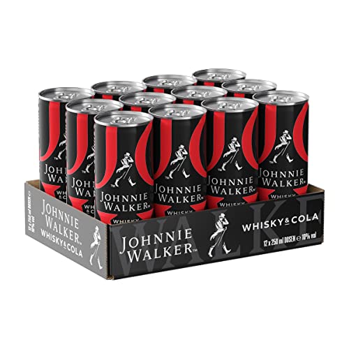 Johnnie Walker Whisky & Cola Mix-Getränk/Blended Scotch Whisky in erfrischendem Mix/Jetzt in der handlichen Dose für unterwegs / 10% vol / 12 x 250 ml EINWEG Mehrverpackung von Johnnie Walker