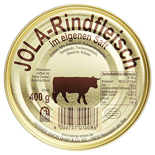 3 x 400gr Dosen Jola-Rindfleisch mit Schweineschwarten im eigenen Saft 3 x 400gr Dosen Jola-Rindfleisch mit Schweineschwarten im eigenen Saft von Jola