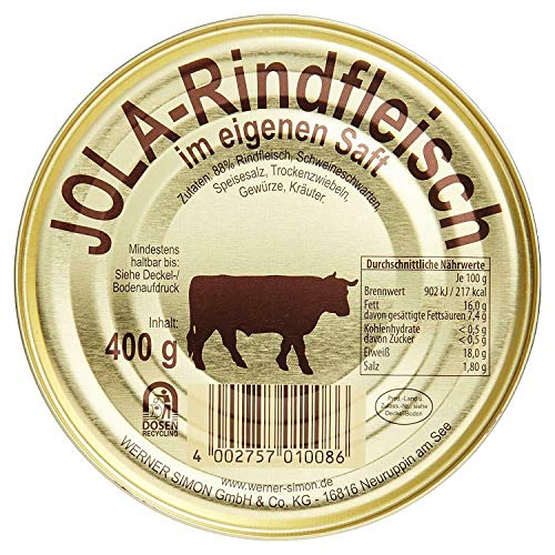 3 x 400gr Dosen Jola-Rindfleisch mit Schweineschwarten im eigenen Saft von Jola