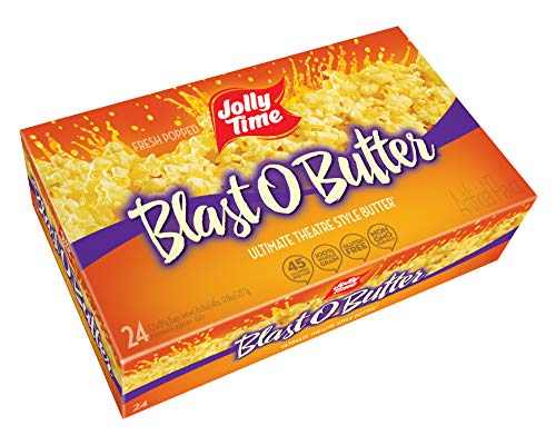 JOLLY TIME Blast O Butter | Ultimate Movie Theater Style Microwave Popcorn with Extra Buttery Flavor| Palm Oil| Salt and Non GMO Kernels (Bulk 24-Count Box) von Jolly Time