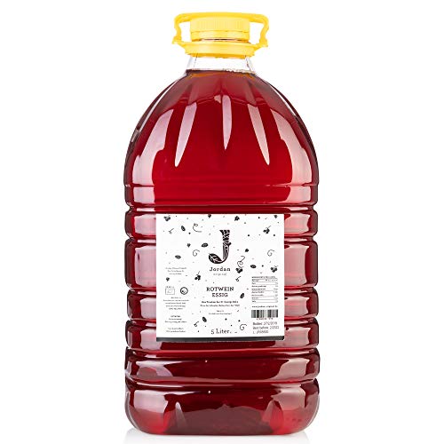 Jordan BIO Rotweinessig - 5 L Naturessig aus Trauben ohne Zusatzstoffe - St. Georgs Rebe aus der Nemea Weinregion. - unter kontrollierter Temperatur gekeltert- kontrolliert ökologischer Anbau von Jordan Olivenöl