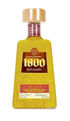 Jose Cuervo Essential 1800 Reposado Tequila 0,7l 700ml (38% Vol) - Bling Bling Glitzer Glitzerflasche Flaschenveredelung für besondere Anlässe - Gold -[Enthält Sulfite] von Jose Cuervo