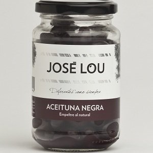 Aceituna Aceituna Negra 'Empeltre' al Natural Schwarze Oliven in Salzlake (Glas 210 Gramm) von José Lou