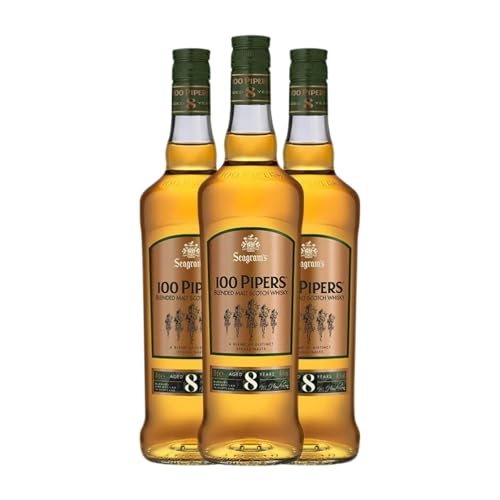 Whiskey Blended Seagram's 100 Pipers 8 Jahre 70 cl (Schachtel mit 3 Flaschen von 70 cl) von Joseph E. Seagram & Sons