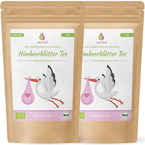 JoviTea® BIO Himbeerblättertee Spar-Set auch während der Geburtsvorbereitung - Schwangerschaftstee - 100% natürlich und ohne Zusatz von Zucker (2x 80g) von JoviTea