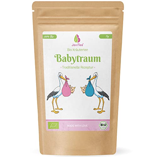 JoviTea® Babytraum Tee BIO Klapperstorch – Traditionelle Rezeptur - spezielle Kräutermischung – aus kontrolliert biologischem Anbau. 100% natürlich und ohne Zusatz von Zucker - 75g von JoviTea