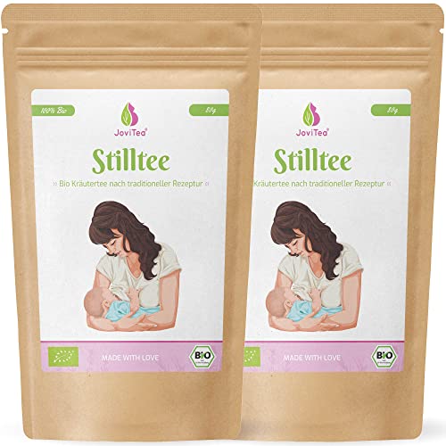 JoviTea® Stilltee Spar Set zur Anregung der Milchbildung und zum Ausgleich des Feuchtigkeitshaushalts, 100% Bio mit Bockshornklee, Fenchel, Anis, Zitronenverbene, Kümmel und Dillsamen - 2x 80g von JoviTea