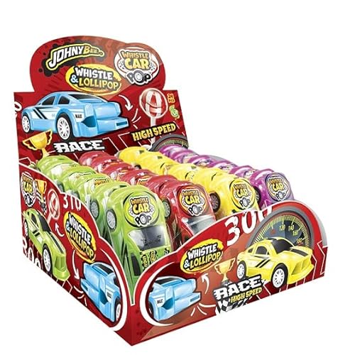 Joygum Johnny Bee Whistle Car Lollipop 24 Einheiten; leckerer Lollipop im Auto Erdbeer-Geschmack und Pfeife Joygum Johnny Bee Whistle Car Lollipop 24 Einheiten; leckerer Lollipop im Auto Erdbeer-Geschmack und Pfeife von Joygum