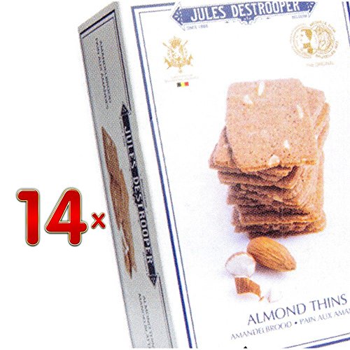 Jules Destrooper Almond Thins 14 x 75g Packung (Butterbiscuit mit Mandelblättern) von Jules Destrooper