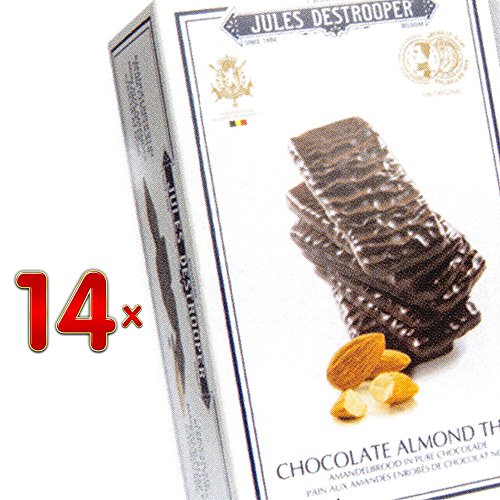 Jules Destrooper Chocolate Almond Thins 14 x 100g Packung (Mandelblätter in Zartbitterschokolade) von Jules Destrooper